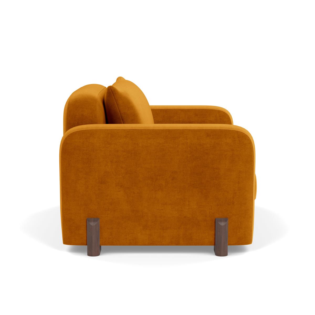 Heal's Nuvola Loveseat Smart Luxe Velvet Cognac Walnut Stained Feet – image 3