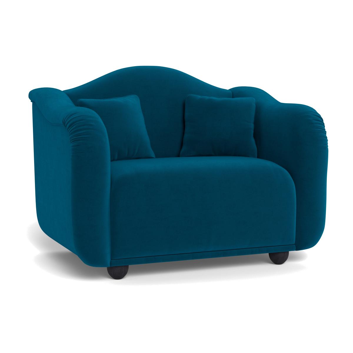 Heal's Tetbury Loveseat Velvet Teal Black Beech Feet – image 1