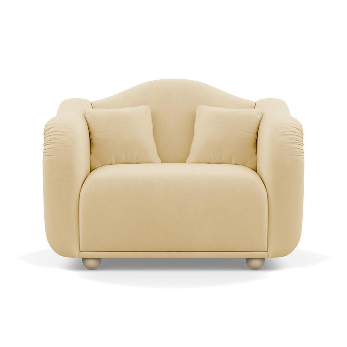 Heal's Tetbury Loveseat Smart Luxe Velvet Biscuit Natural Beech Feet – image 2