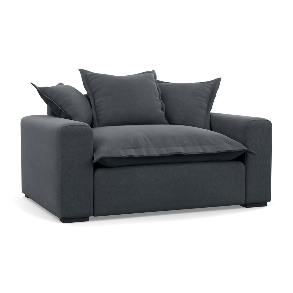 Heal's Brompton Loveseat Linen Dark Grey Walnut Stain Feet - Heal's UK Furniture – image 1