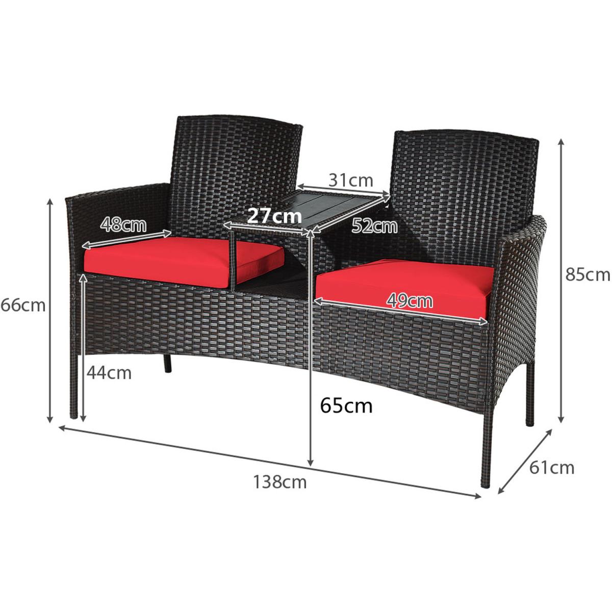 Outdoor Loveseat Furniture Set - Red – image 2