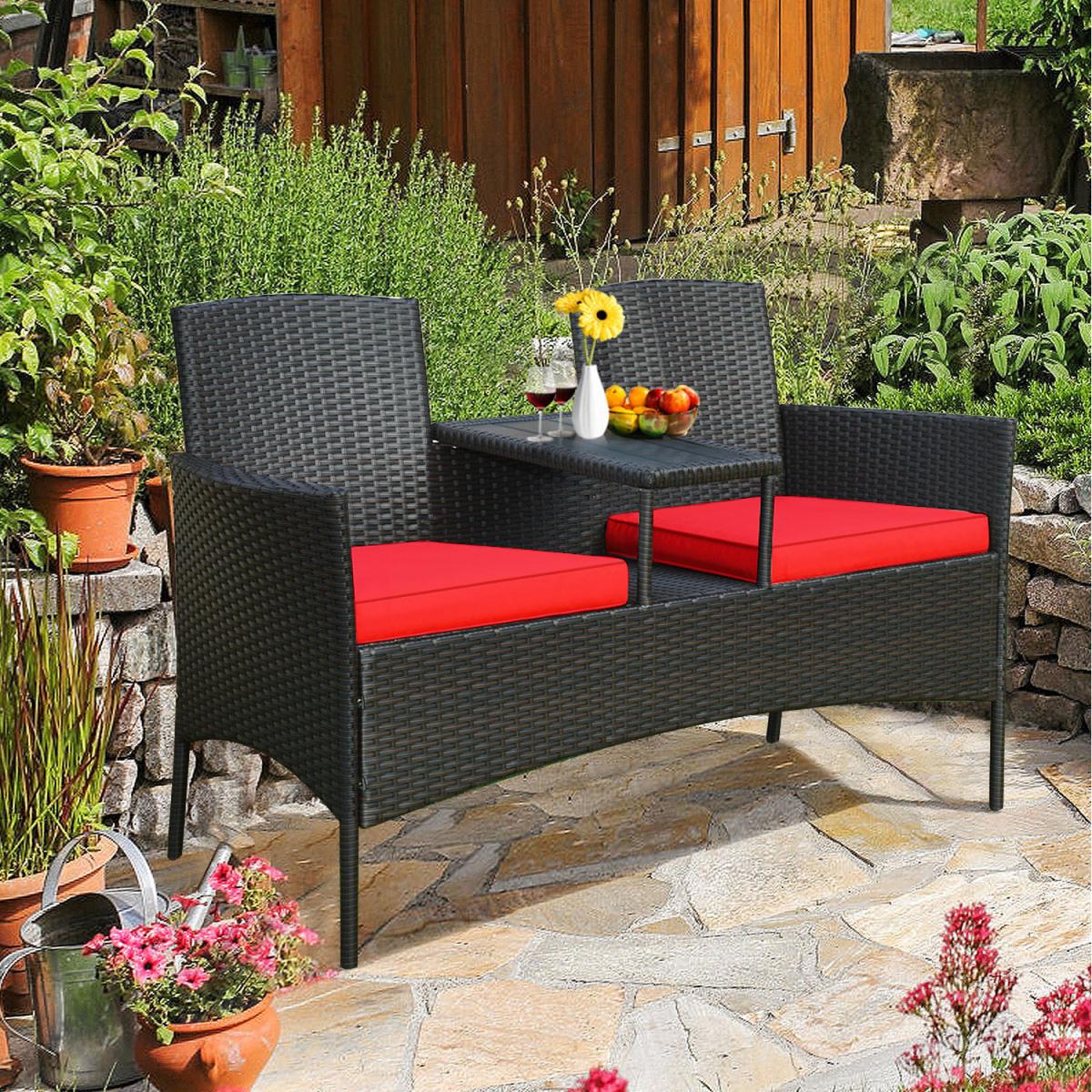 Outdoor Loveseat Furniture Set - Red – image 3