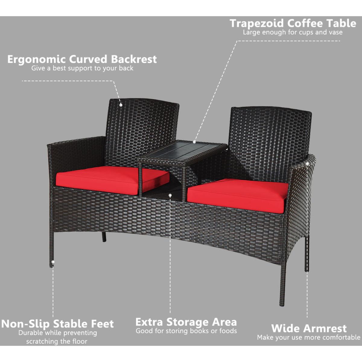 Outdoor Loveseat Furniture Set - Red – image 4