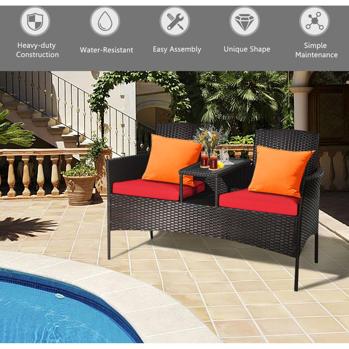 Outdoor Loveseat Furniture Set - Red – image 5