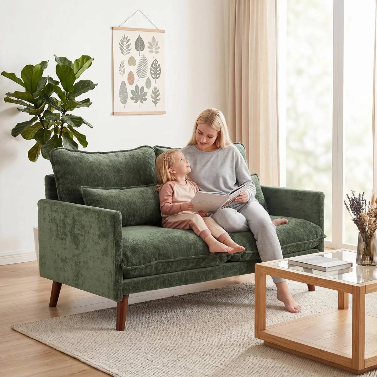 HOMCOM 2 Seater Sofa Modern Loveseat with Spring Cushions - Green – image 4