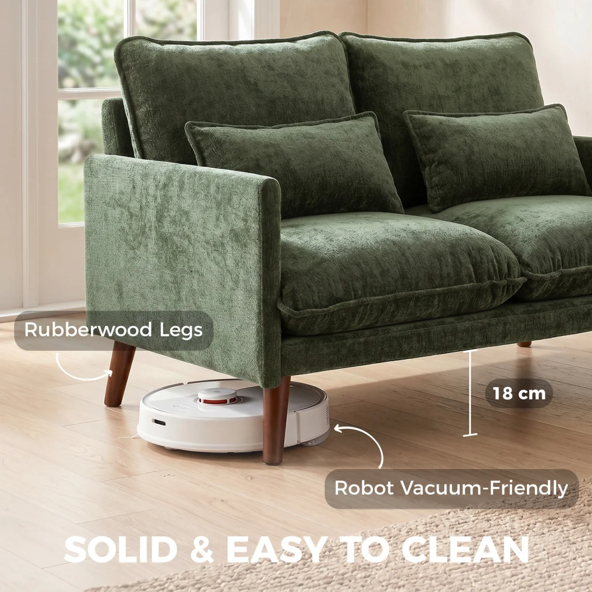 HOMCOM 2 Seater Sofa Modern Loveseat with Spring Cushions - Green – image 5
