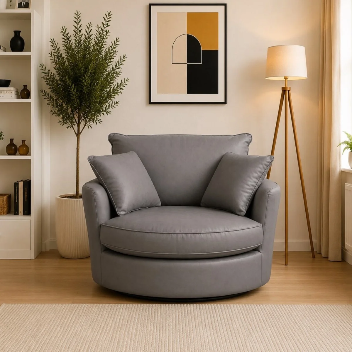 Fairburn Swivel Based Cuddle Chair - Grey – image 2