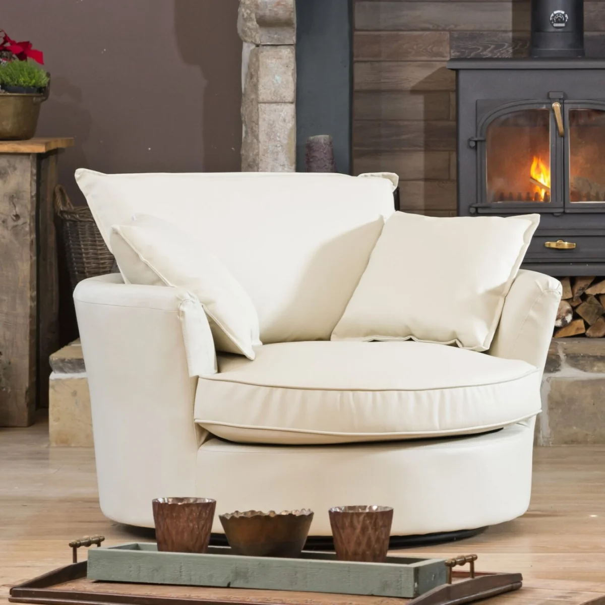 Fairburn Swivel Based Cuddle Chair - Grey – image 4