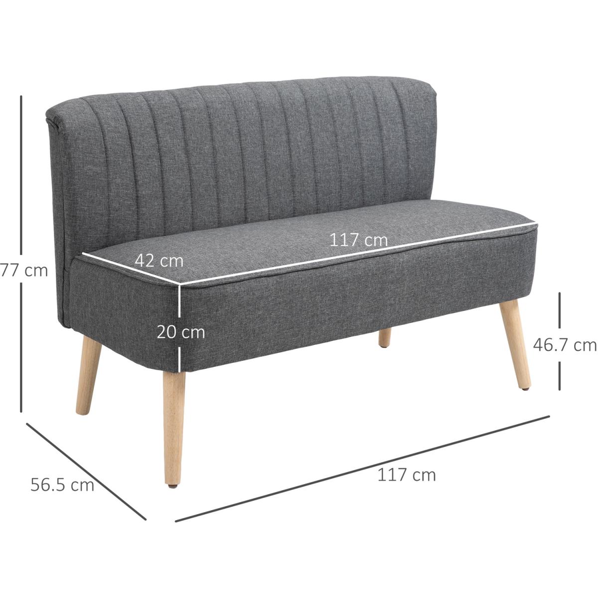 Modern Double Seat Sofa Loveseat - Grey – image 2