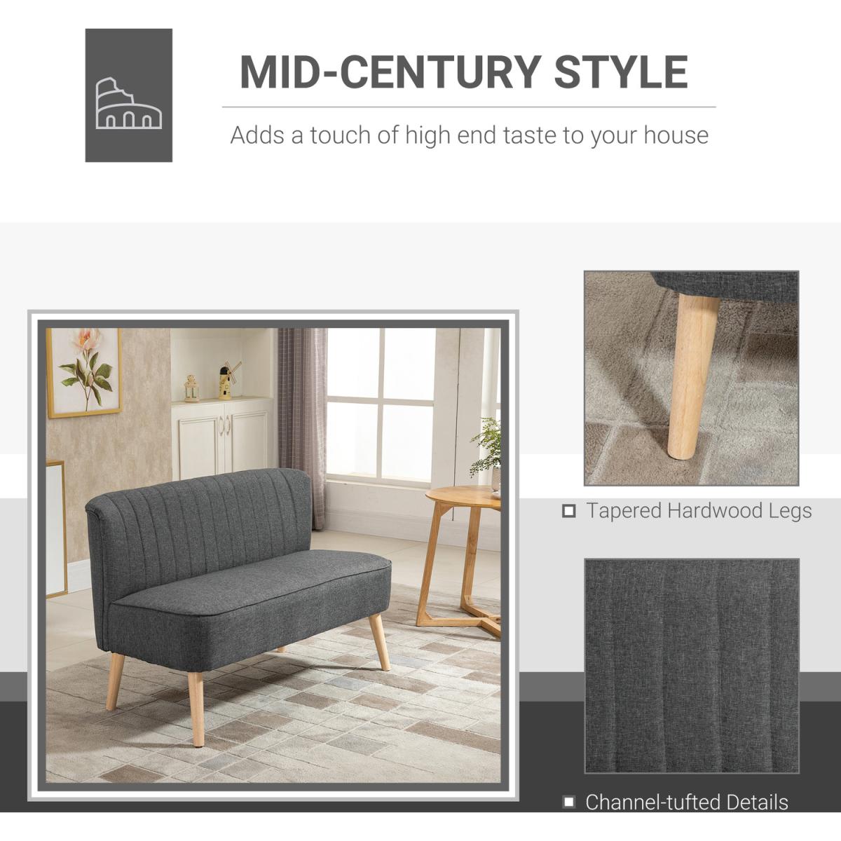 Modern Double Seat Sofa Loveseat - Grey – image 3
