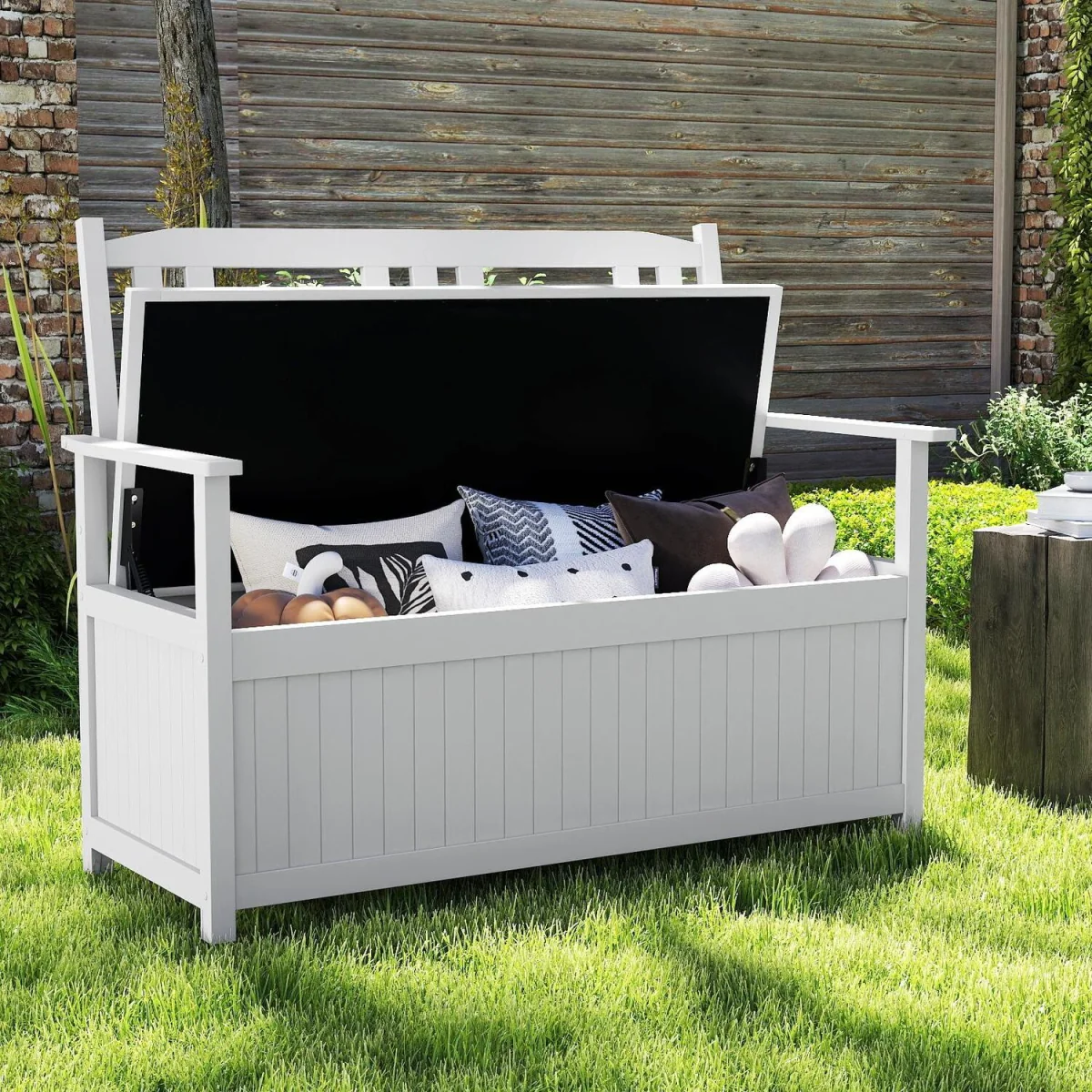 185L Solid Wood Patio Storage Loveseat – image 3