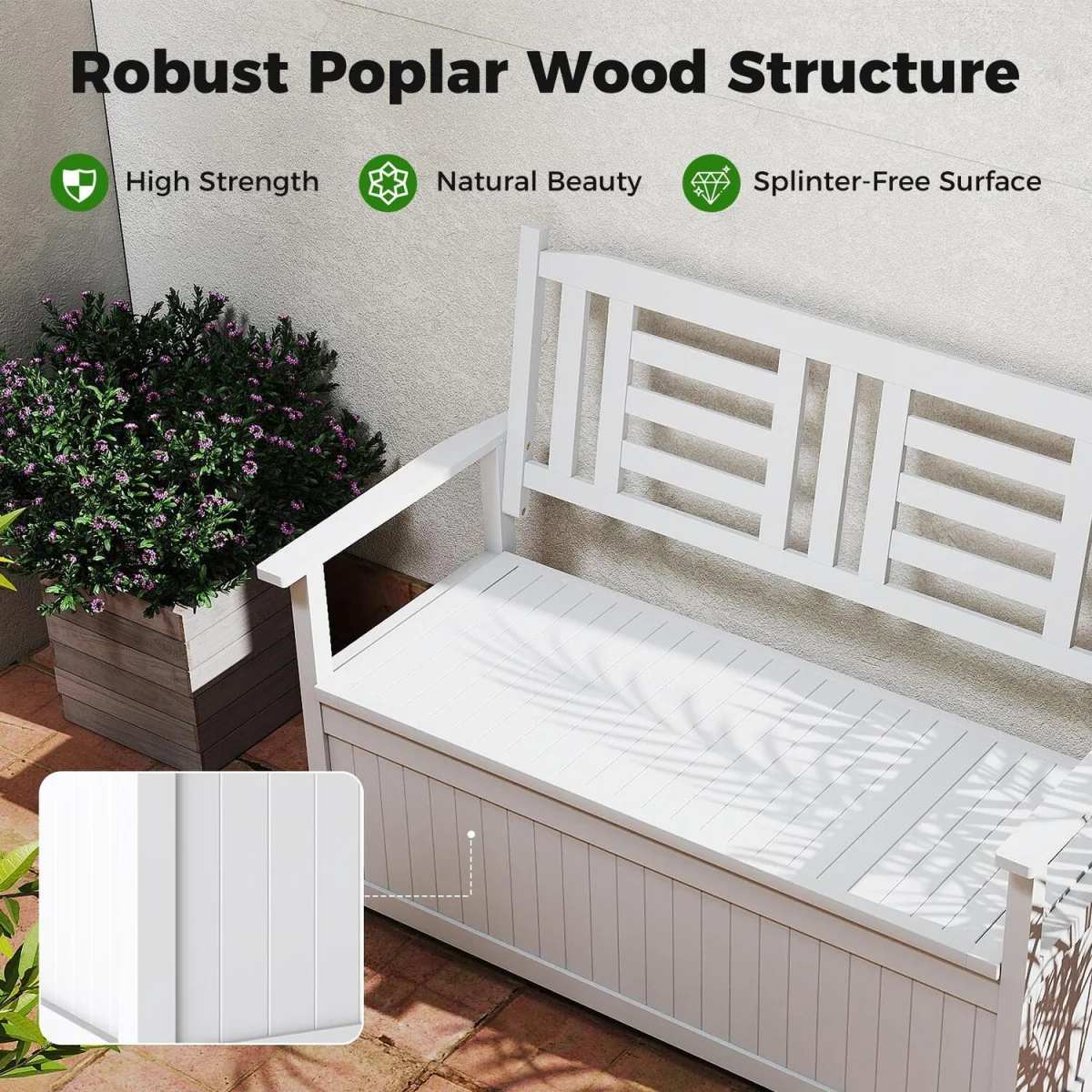 185L Solid Wood Patio Storage Loveseat – image 5