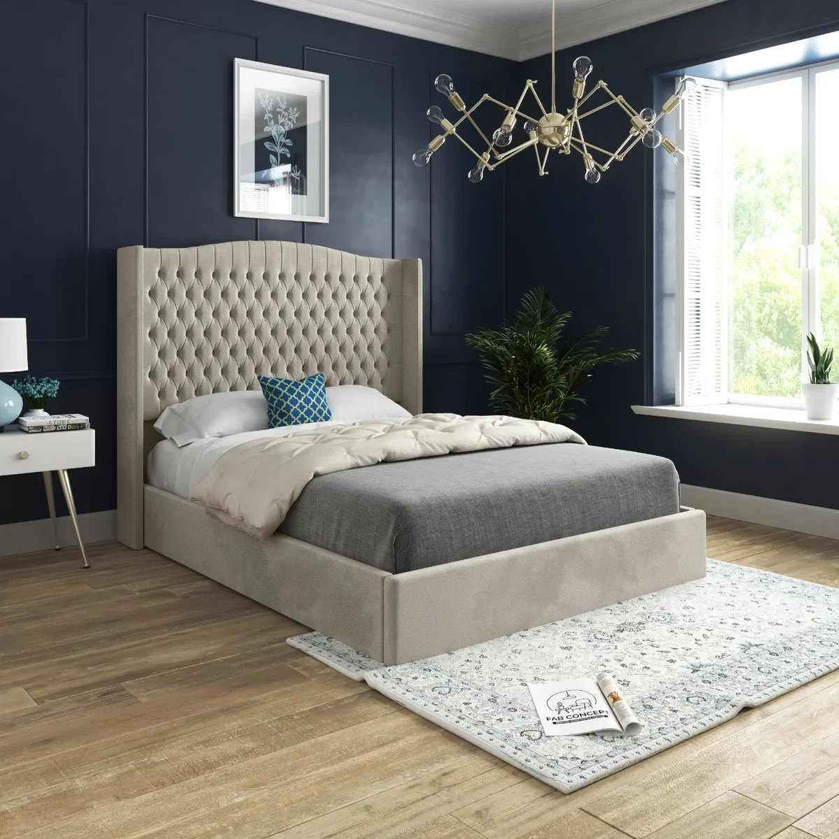 Snuggler Curved Top Winged Soft Velvet Upholstered Bed Frame - Cream / Single