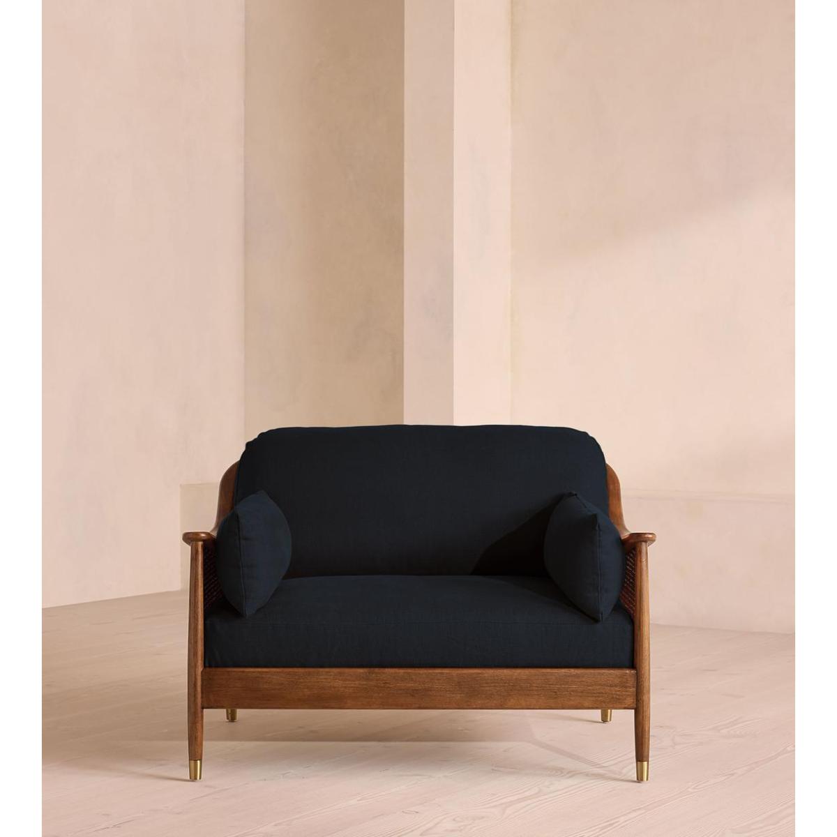 Atlanta Loveseat, Linen, Indigo – image 3