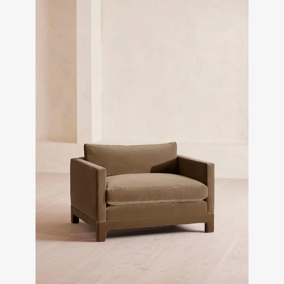 Ashford Loveseat Sofa, Velvet, Truffle, UK – image 1