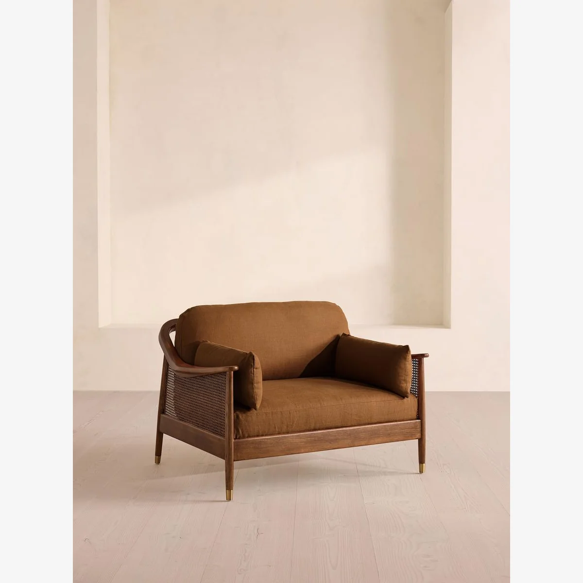 Atlanta Loveseat, Linen, Terracotta, UK – image 1