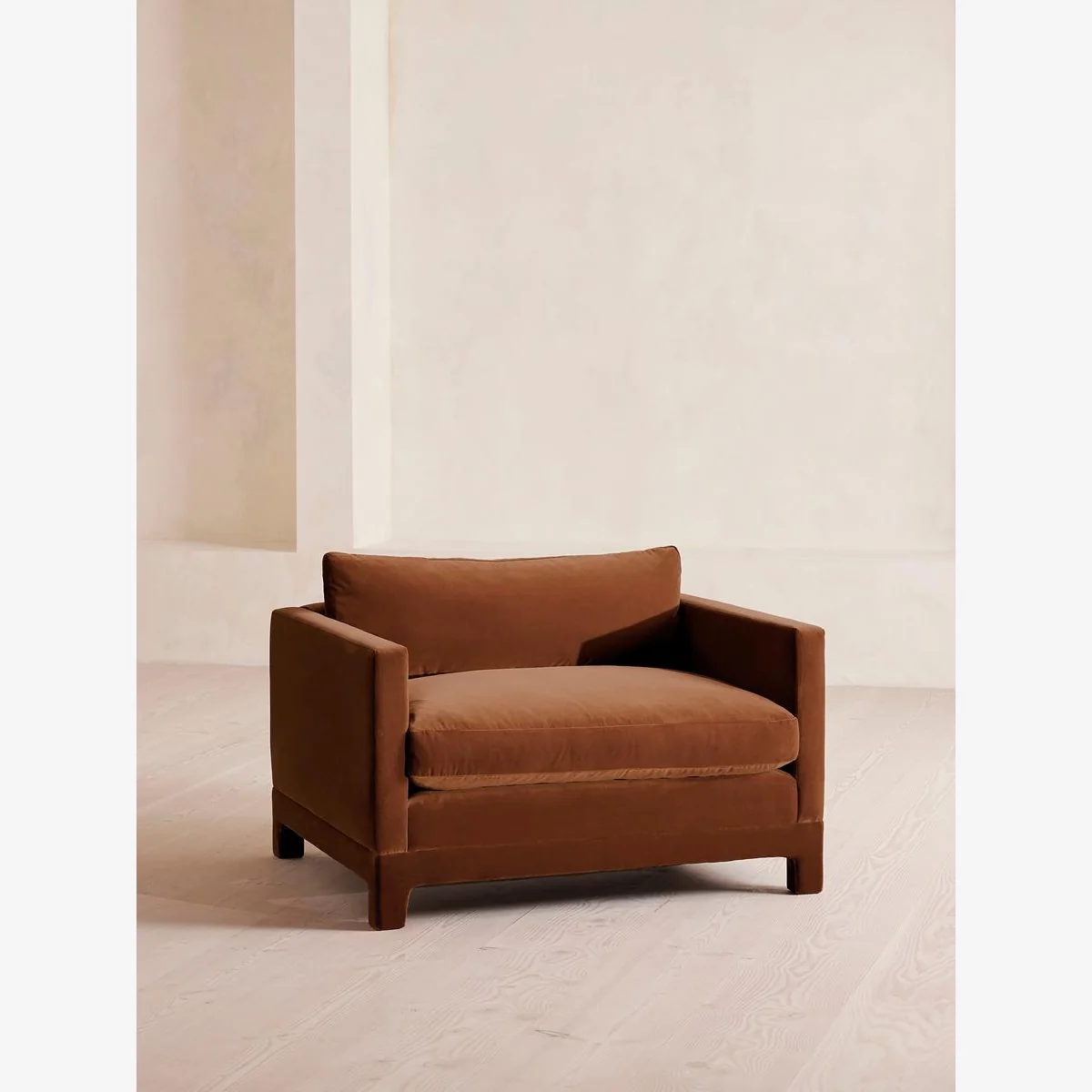Ashford Loveseat Sofa, Velvet, Cinnamon, UK – image 1