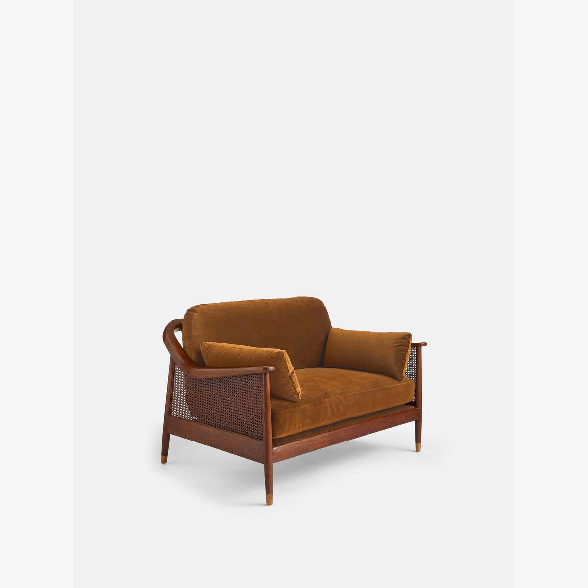 Atlanta Loveseat, Velvet, Mustard – image 1