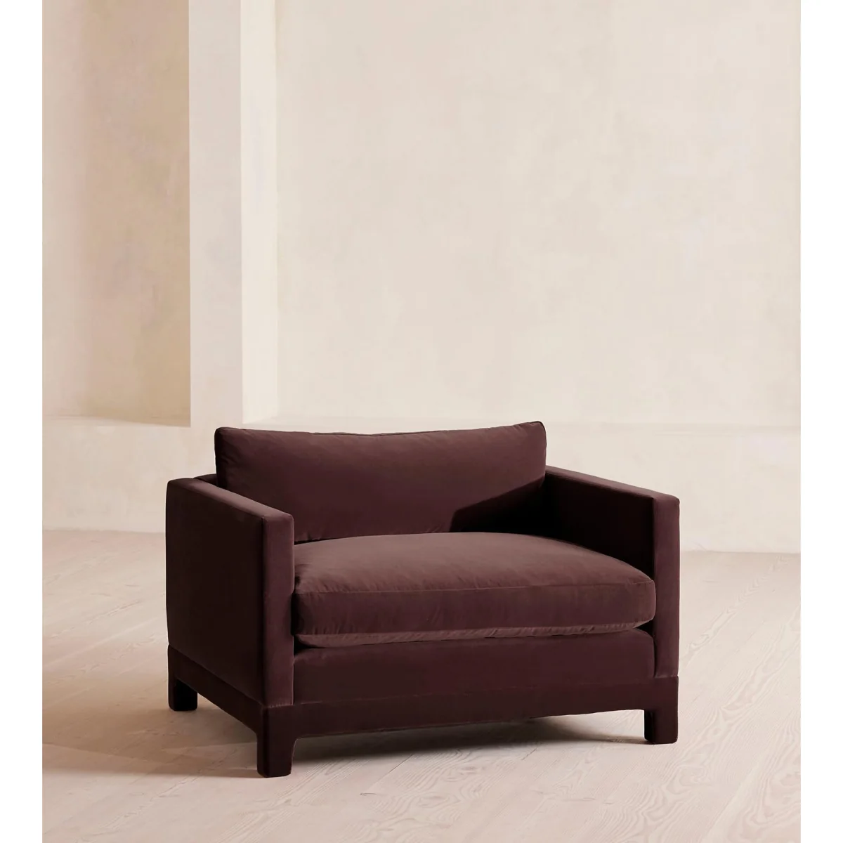 Ashford Loveseat Sofa, Velvet, Aubergine, UK – image 2