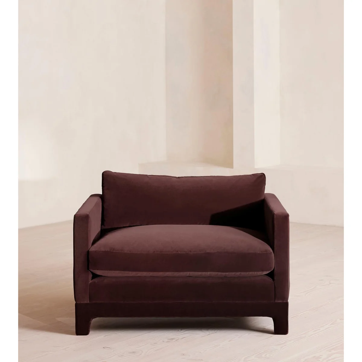Ashford Loveseat Sofa, Velvet, Aubergine, UK – image 3