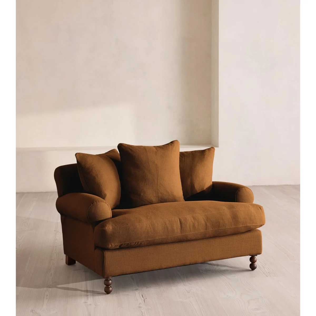 Audrey Loveseat, Linen, Terracotta, UK – image 2