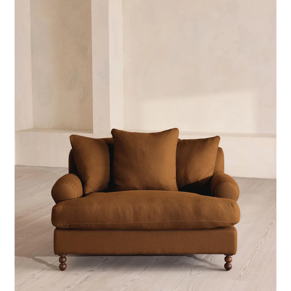 Audrey Loveseat, Linen, Terracotta, UK – image 3