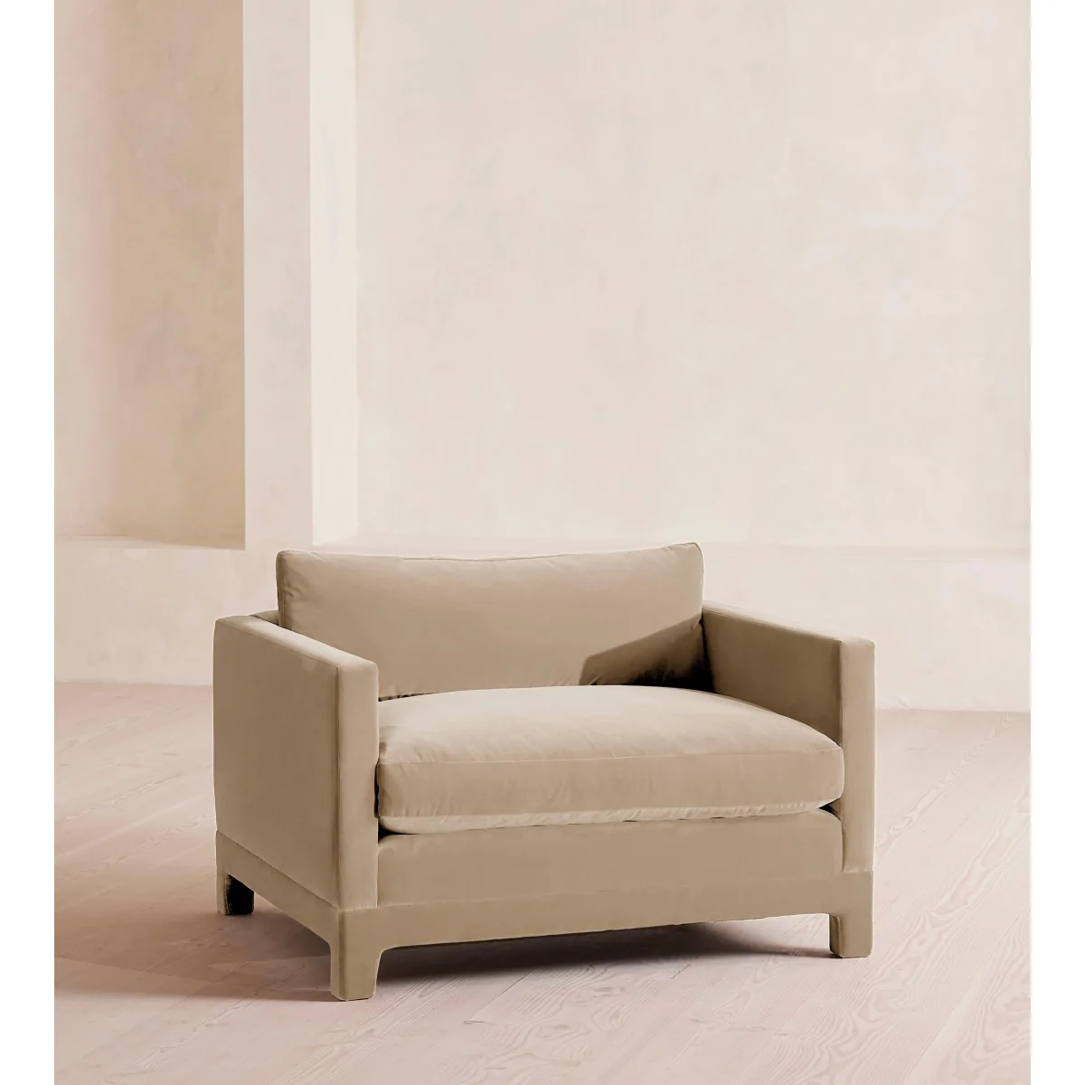 Ashford Loveseat Sofa, Velvet, Oyster, UK – image 2