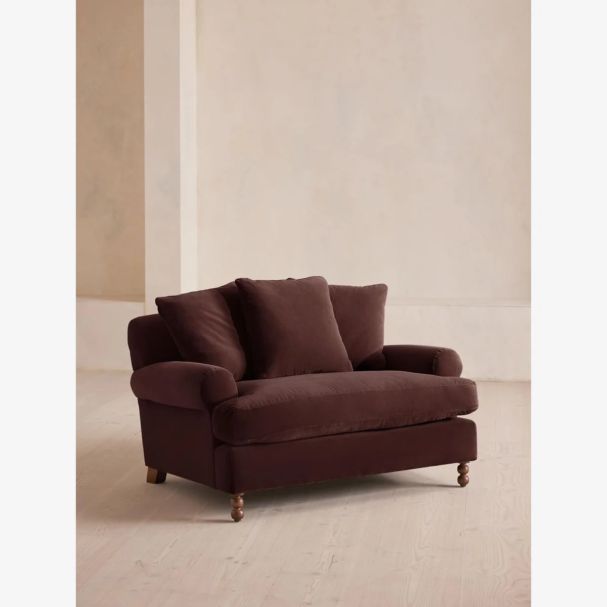 Audrey Loveseat, Velvet, Aubergine, UK – image 1