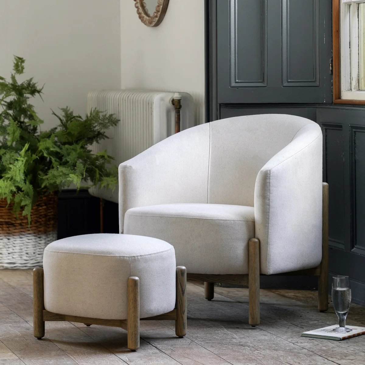 Tindon Fabric Footstool, Natural – image 1