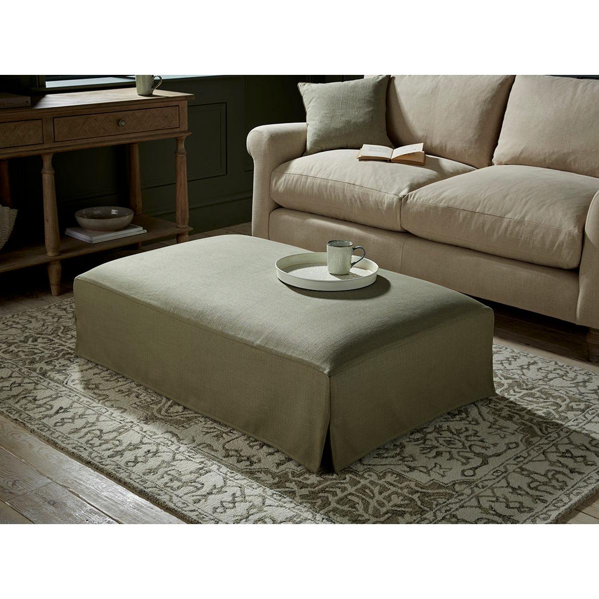 Loose Cover Coffee Table Ottoman â€“ Oat Cotton Linen – image 2