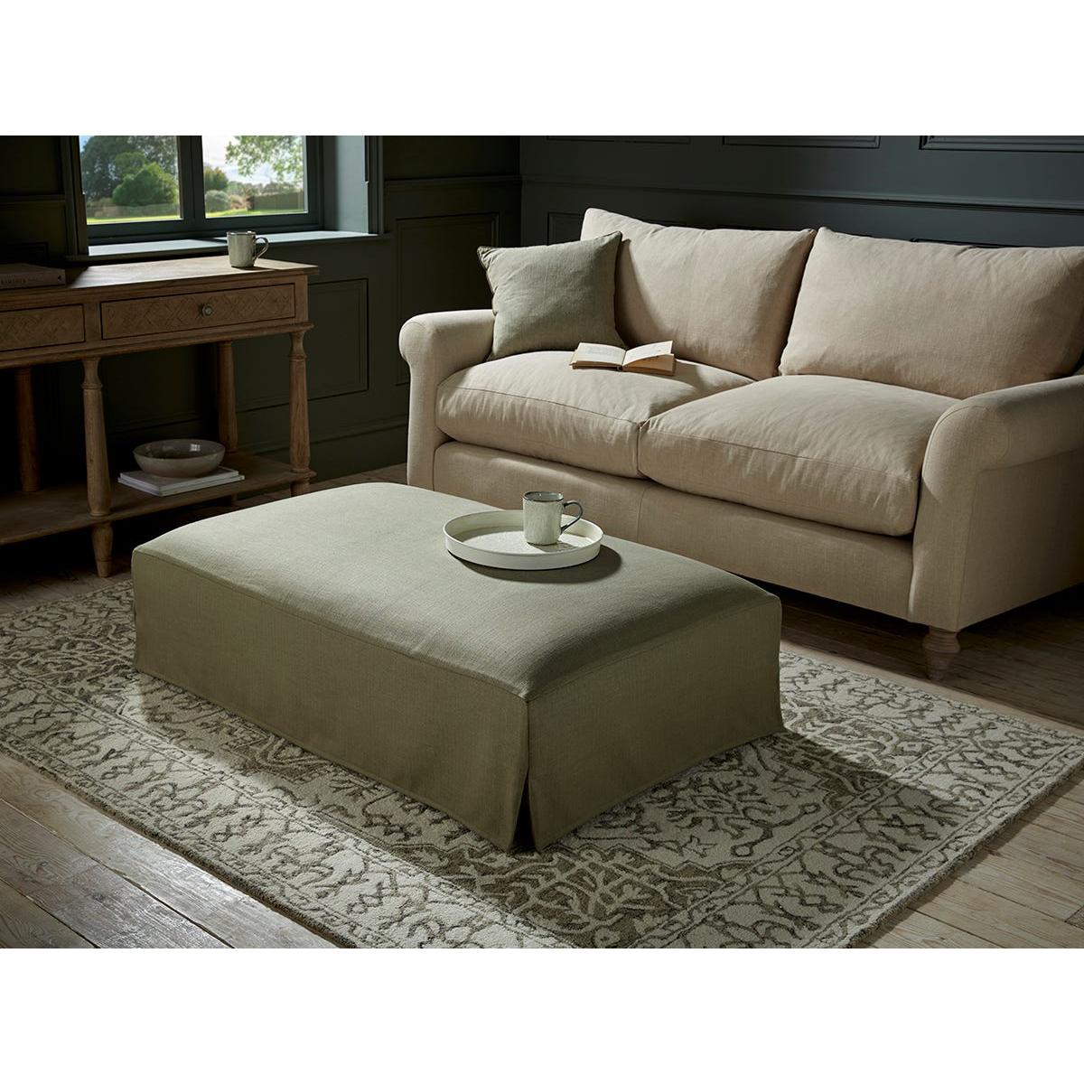 Loose Cover Coffee Table Ottoman â€“ Oat Cotton Linen – image 6
