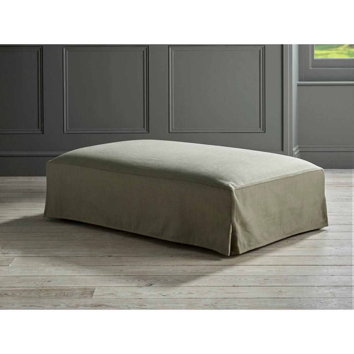 Loose Cover Coffee Table Ottoman â€“ Vintage Olive Cotton Linen – image 3
