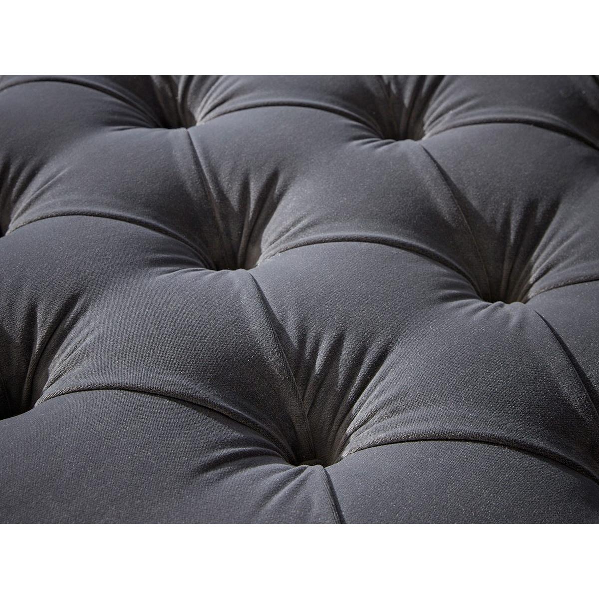 Buttoned Coffee Table Ottoman – Navy Opulent Cotton Velvet – image 3