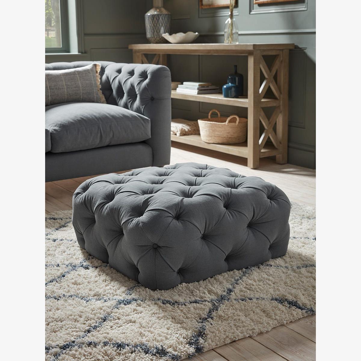 Sarnia Ottoman – Soft Grey Opulent Cotton Velvet – image 1