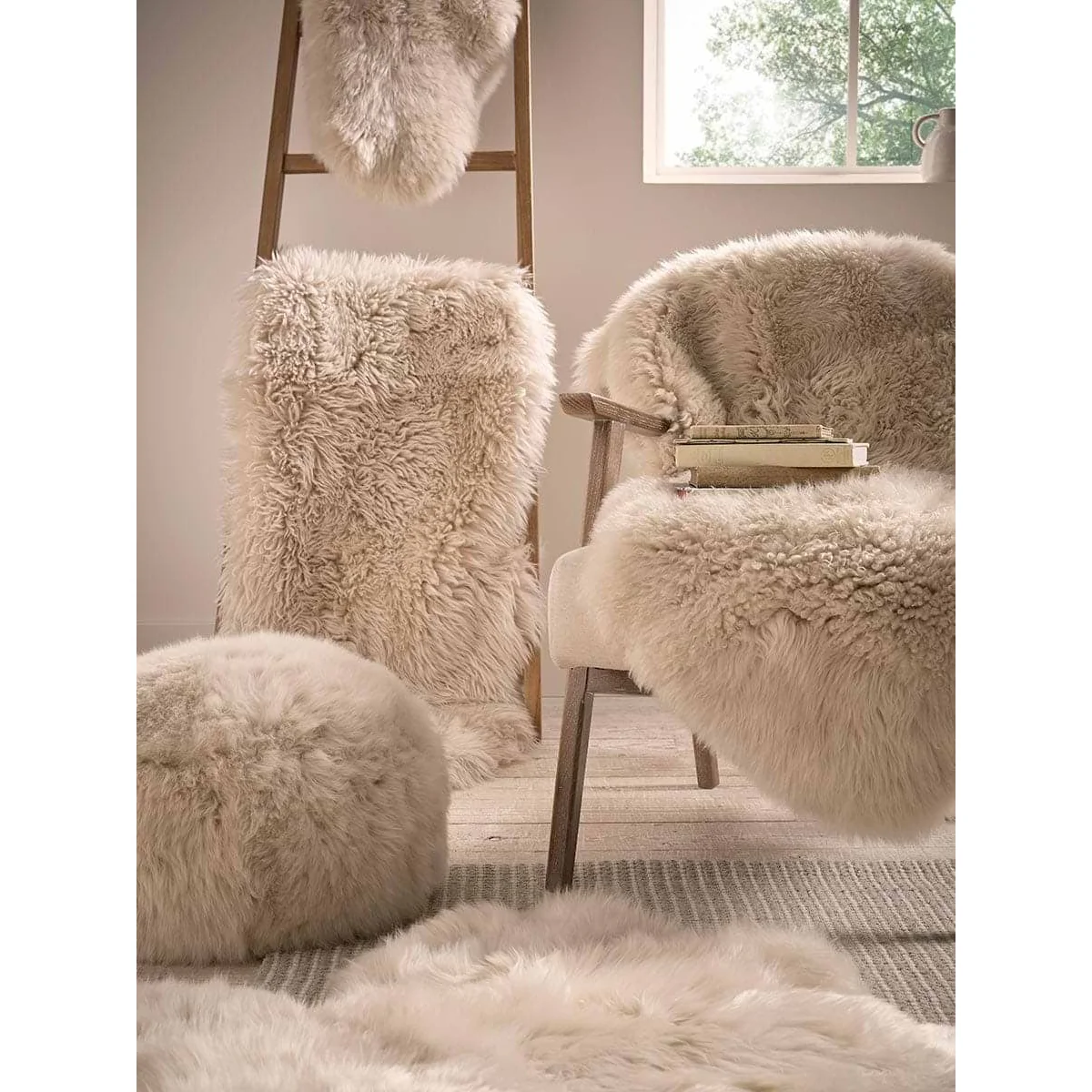 Sumptuous Sheepskin Perch Footstool - Natural – image 3