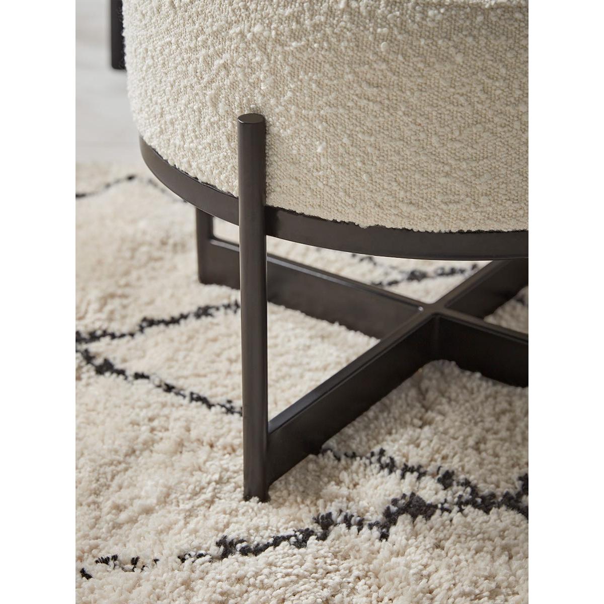 Round Boucle Footstool - Small – image 3