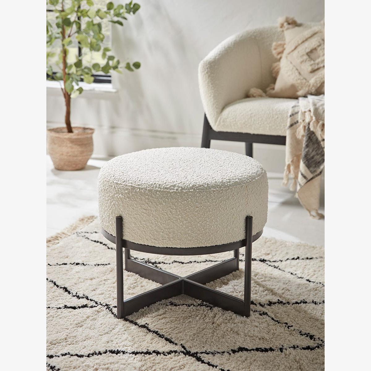 Round Boucle Footstool - Small – image 1