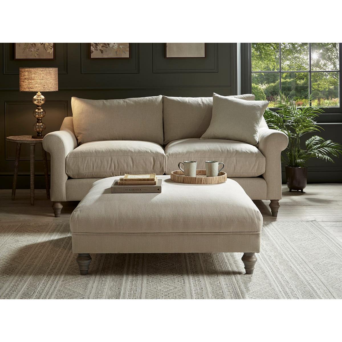 Square Coffee Table Ottoman – Navy Opulent Cotton Velvet – image 2