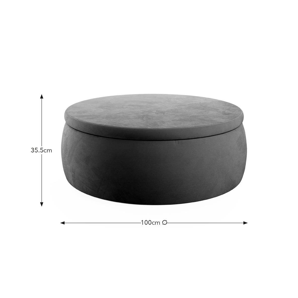 Large Round Velvet Storage Pouffe Ivory – image 6