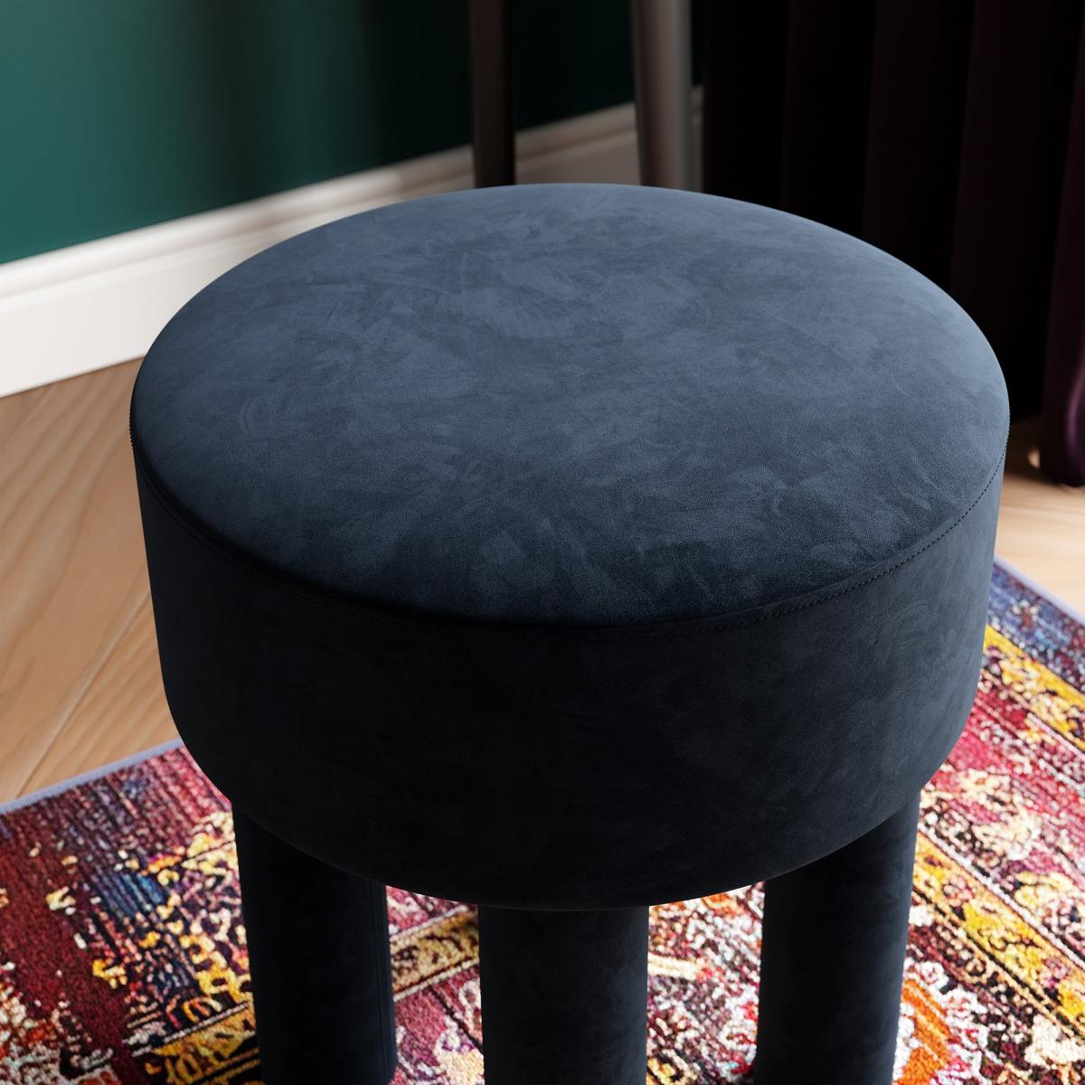 Gianna Velvet Footstool Ink (Blue) – image 2