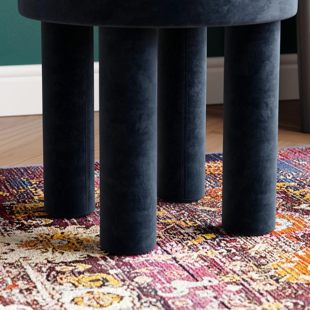 Gianna Velvet Footstool Ink (Blue) – image 3