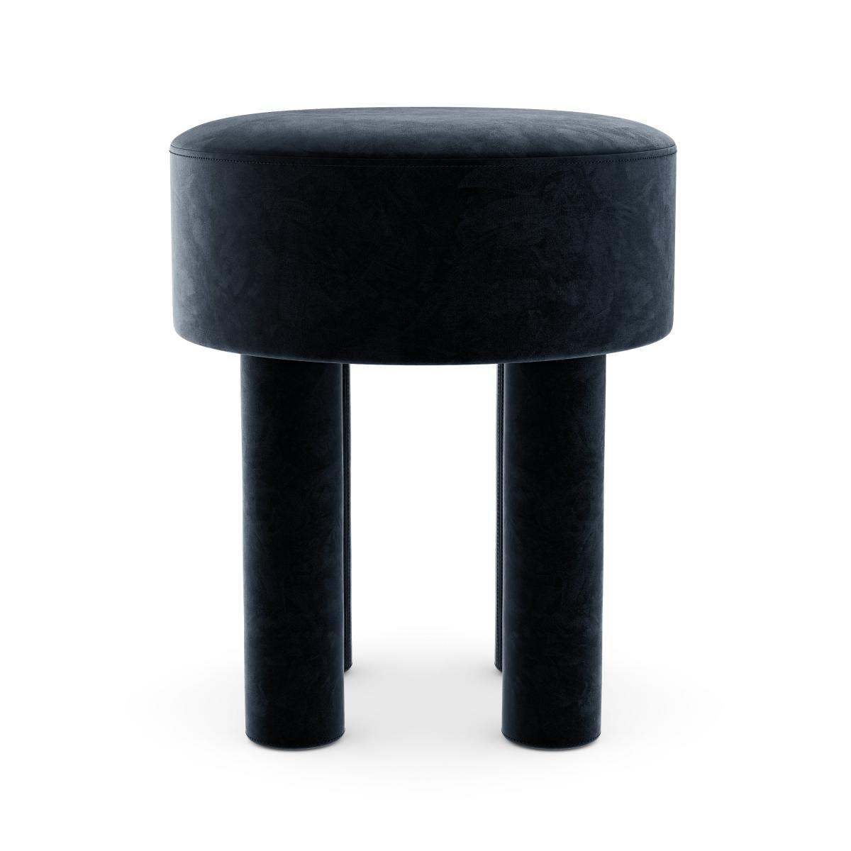 Gianna Velvet Footstool Ink (Blue) – image 5