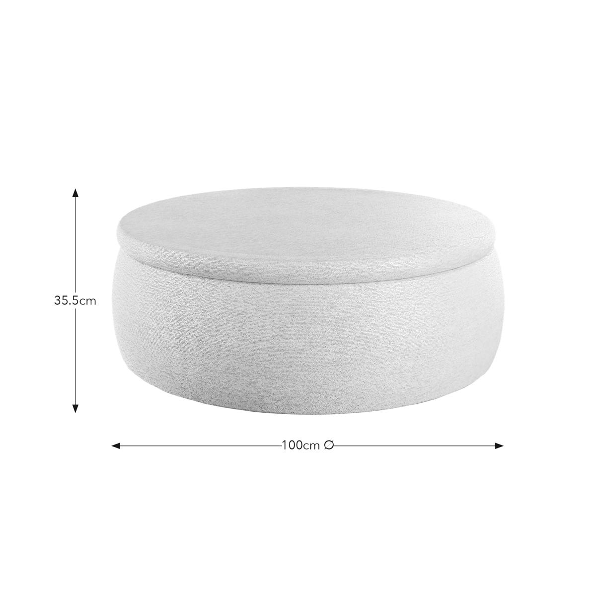 Large Round Storage Pouffe, Chenille Ivory Ivory – image 8