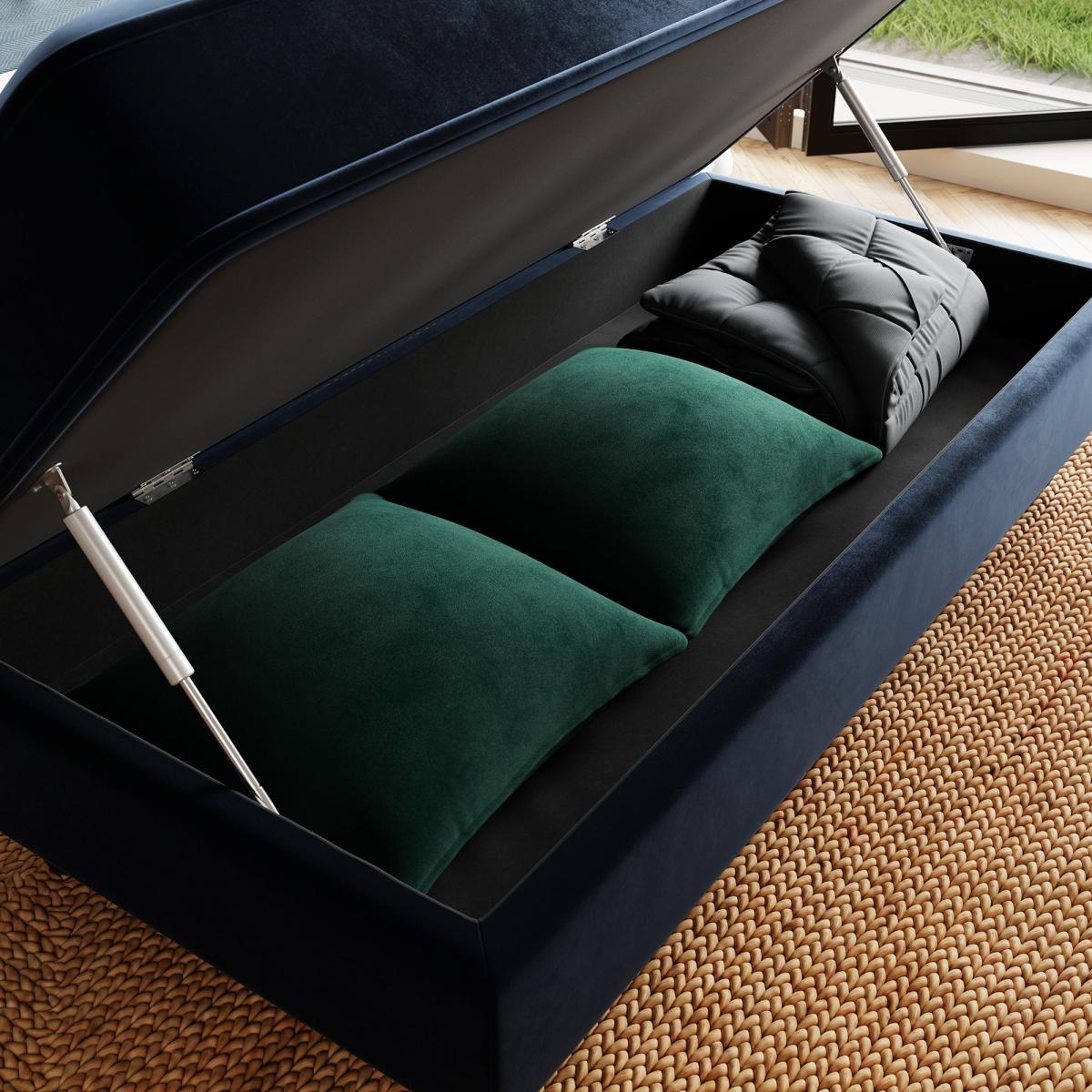 Beatrice Matte Velvet Long Footstool with Storage Luxe Navy – image 4