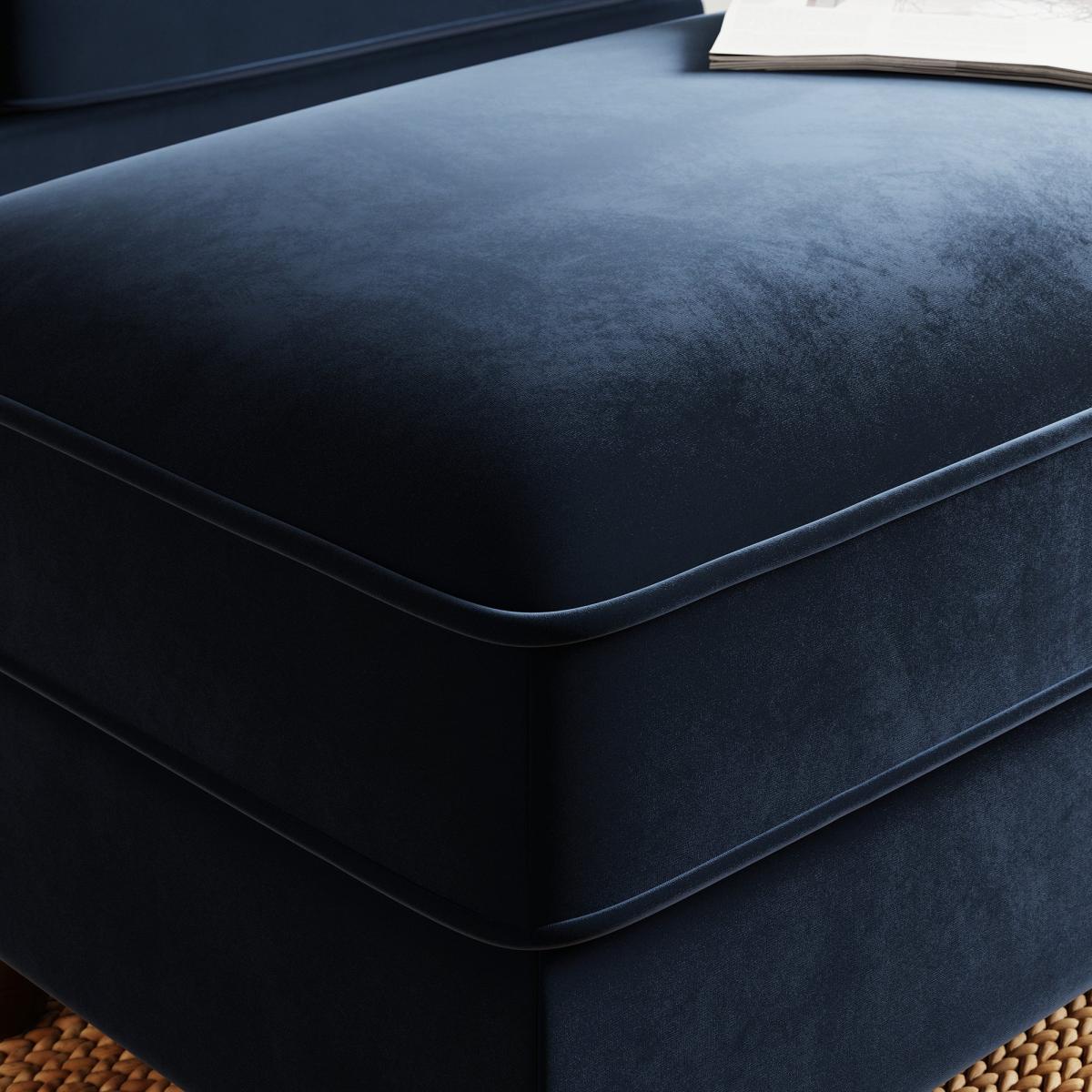 Beatrice Matte Velvet Long Footstool with Storage Luxe Navy – image 5