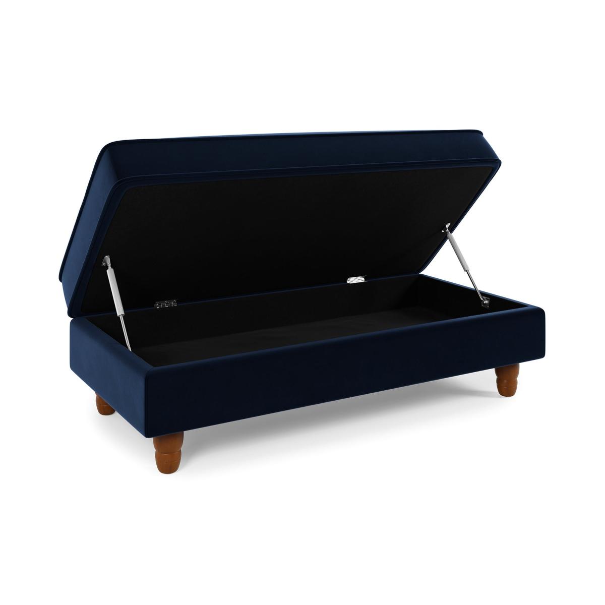 Beatrice Matte Velvet Long Footstool with Storage Luxe Navy – image 8