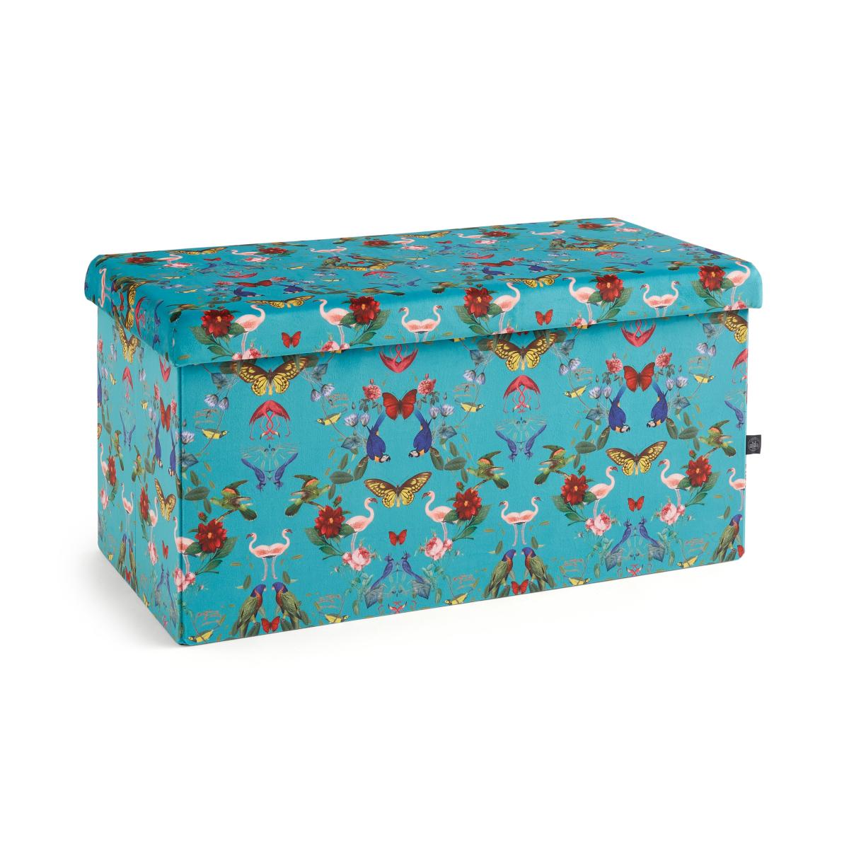 Tropical Kaleidoscope Rectangle Ottoman Blue – image 3