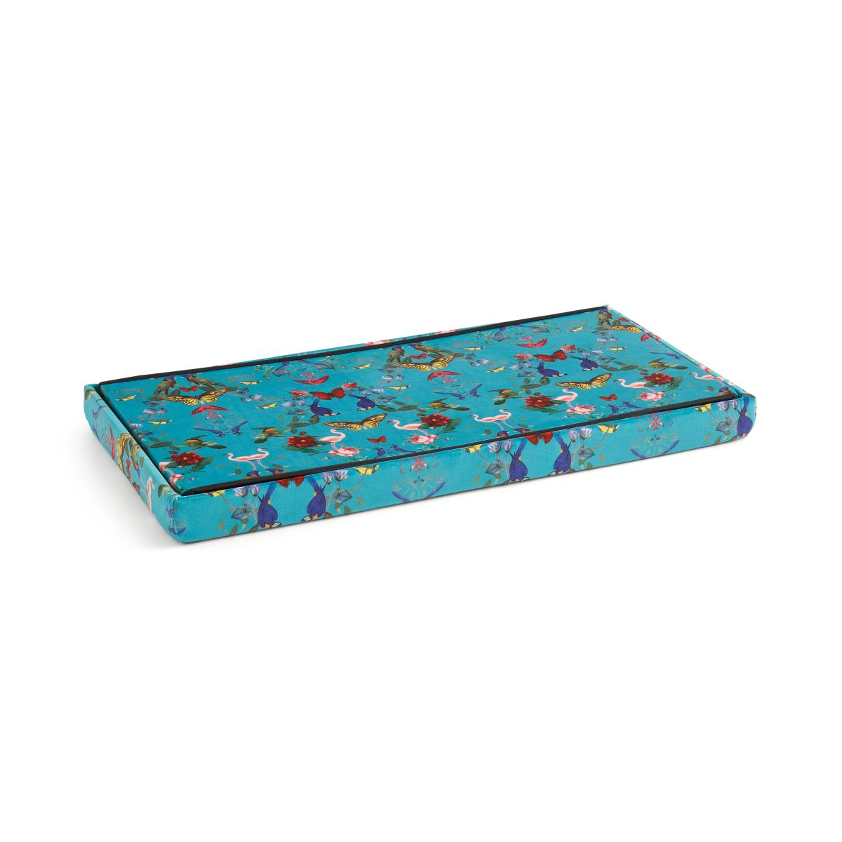 Tropical Kaleidoscope Rectangle Ottoman Blue – image 4