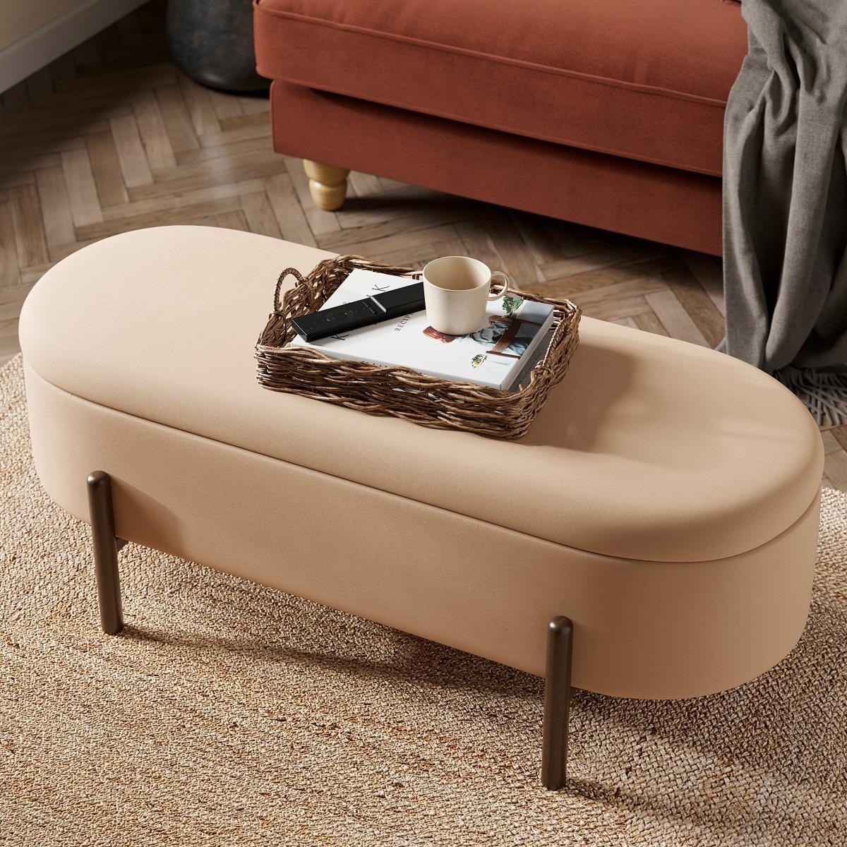 Marley Velvet Storage Ottoman Caramel – image 2