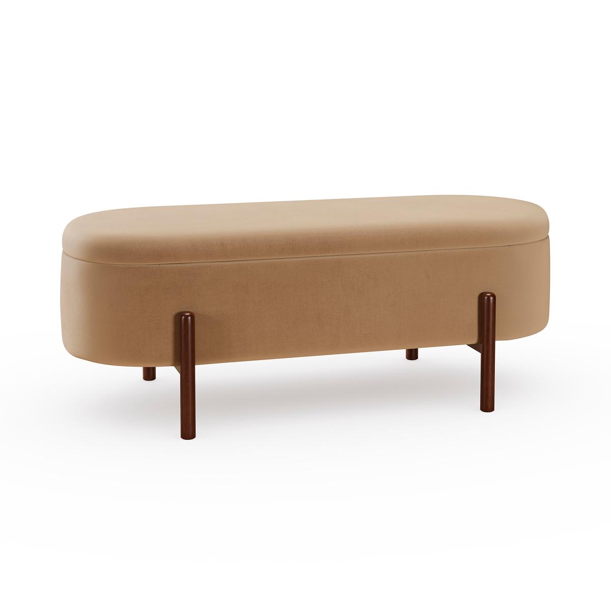 Marley Velvet Storage Ottoman Caramel – image 6